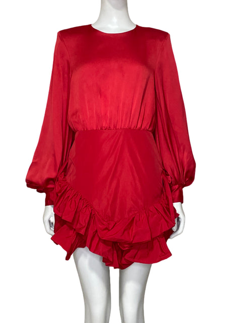 Vestido Redondo Mangas Larga Rojo - Talla S
