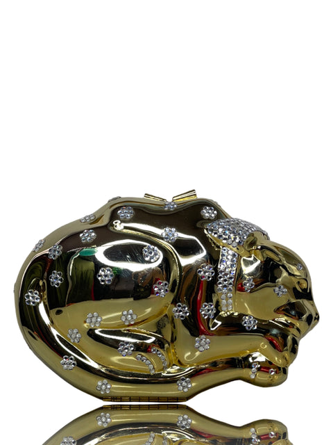 Bolso Tesoro Tps Leopardo Pedreria Dorado-Talla U