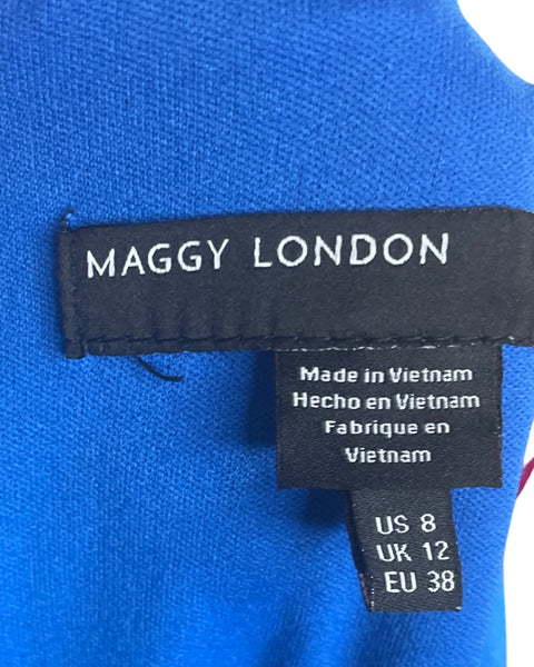 Vestido Maggy London Midi Manga Corta Azul-Talla 8