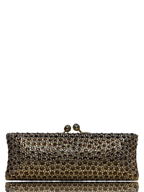 Bolsos Tesoro Tps Minaudiere Pedreria Dorada-Talla U