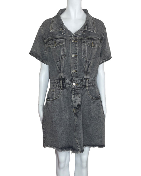 Vestido Bluivy Denim Botones Gris-Talla L