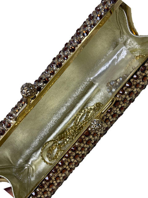 Bolsos Tesoro Tps Minaudiere Pedreria Dorada-Talla U