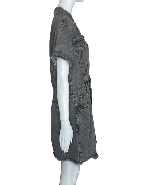 Vestido Bluivy Denim Botones Gris-Talla L