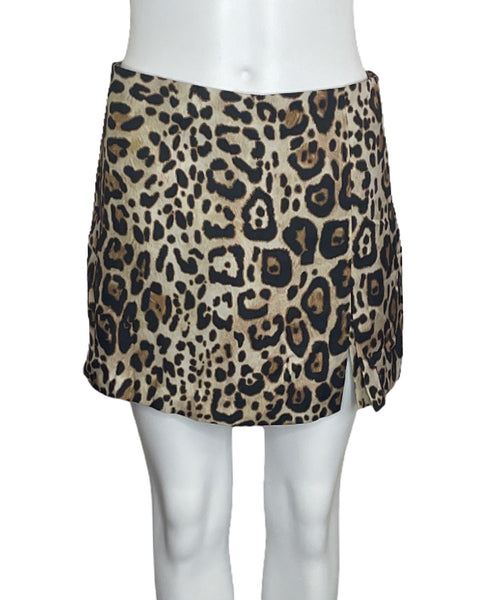 Faldashort Zara Animal Print Marron-Talla M