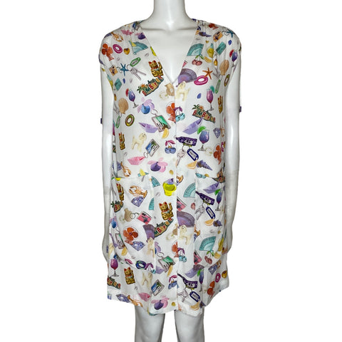 Vestido Bimba Y Lola Estampado Blanco-Talla XS