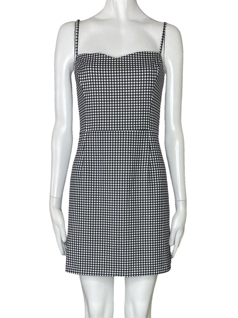 Vestido French Connection Cuadros Tiras Blanco-Talla 12