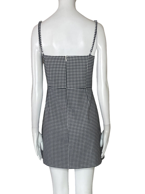 Vestido French Connection Cuadros Tiras Blanco-Talla 12