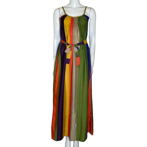 Vestido Trac Maxi Franjas Verde-Talla U