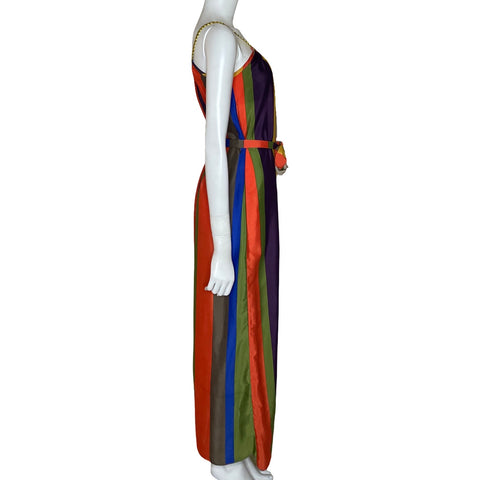 Vestido Trac Maxi Franjas Verde-Talla U
