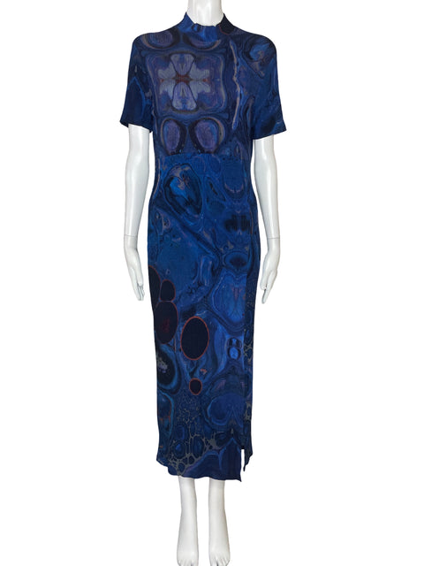 Vestido Desigual Abstracto Azul-Talla L