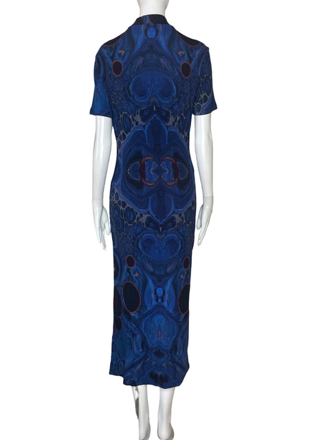 Vestido Desigual Abstracto Azul-Talla L