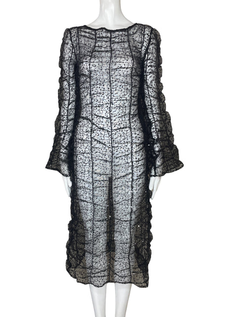 Vestido Hosbjerg Transparente Lentejuelas Negro-Talla 6