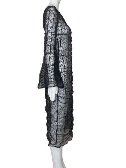 Vestido Hosbjerg Transparente Lentejuelas Negro-Talla 6