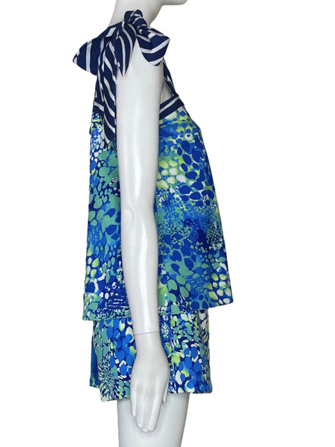 Set Astrid Quiroz Blusa+Shot Azul-Talla S