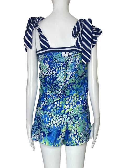 Set Astrid Quiroz Blusa+Shot Azul-Talla S