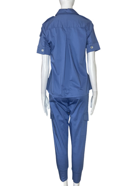 Set Adriana Fernandez Botones Cargo Celeste-Talla XS