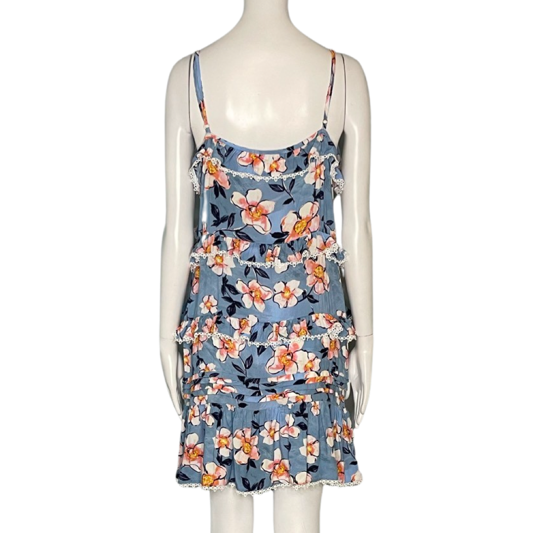 Vestido Especia Capas Bordados Flores Azul
Talla S