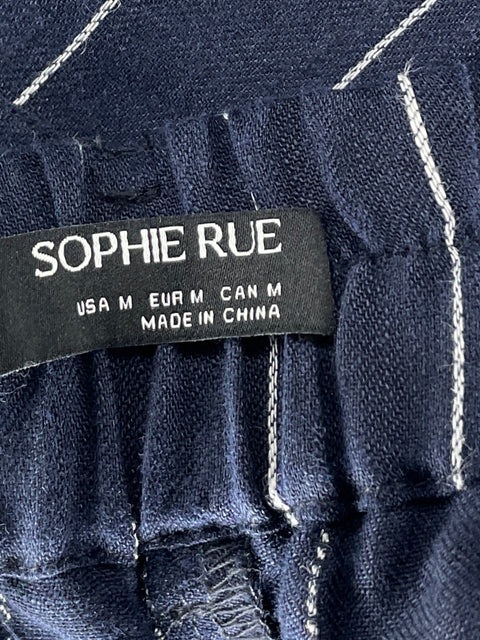 Bermuda Sophie Rue Rayas Lino Azul-Talla M