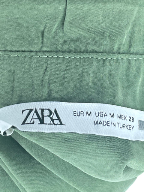 Vestido Zara Mangas Mini Botones Verder-Talla M