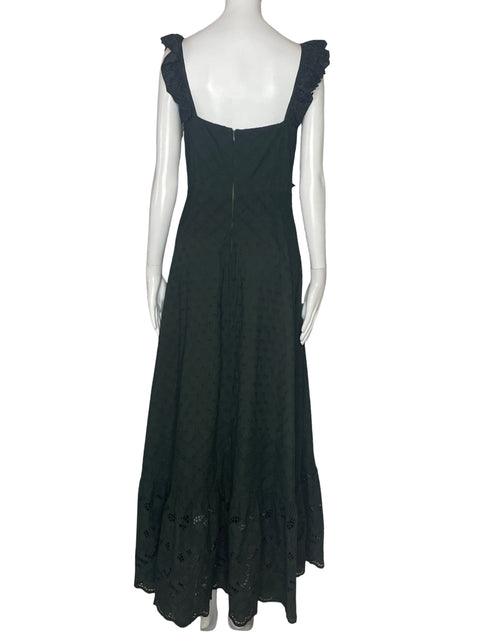 Vestido Adriana Contreras Troquelado Verde-Talla 8