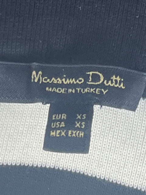 Vestido Massimo Dutti Rayas Off Shoulder Blanco-Talla XS