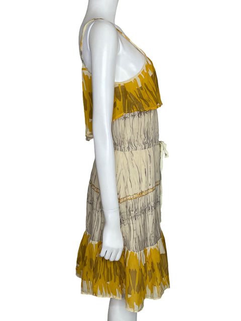 Vestido Aryn K. Fluido Tirantes Beige-Talla M