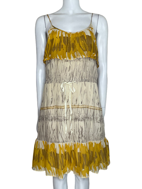 Vestido Aryn K. Fluido Tirantes Beige-Talla M