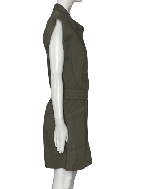 Vestido Pistola Cargo Sin Mangas Verde-Talla M