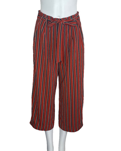 Pantalón Zara Raya Cinturon Rojo-Talla S