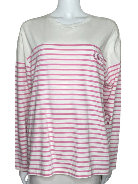 Sueter Zara x Barbie Rayas Blanco-Talla XL