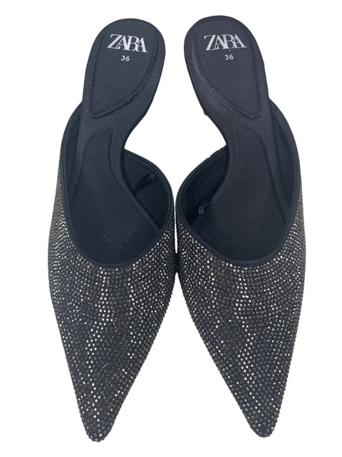 Calzado Zara Pedreria Puntas Negro-Talla 36