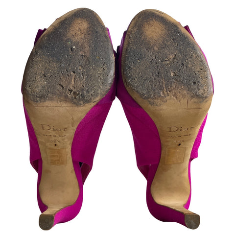 * Sandalias Christian Dior Bow Slingback Heels Rosado-Talla 38.5
