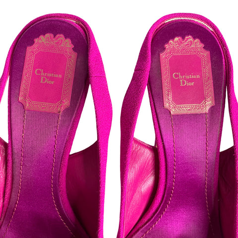 * Sandalias Christian Dior Bow Slingback Heels Rosado-Talla 38.5