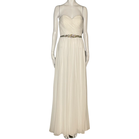 Vestido Dancing Queen Abalorios Strapless Blanco- Talla XS