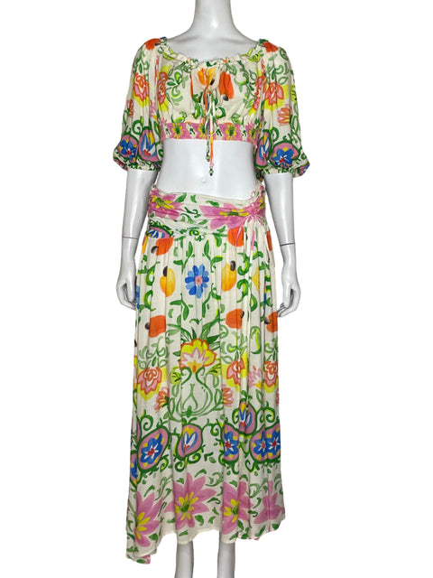 Set FarmRio Top + Falda Beige - Talla S