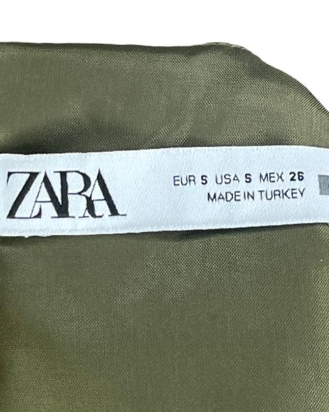 Chaleco Zara Crop Botones Verde-Talla S