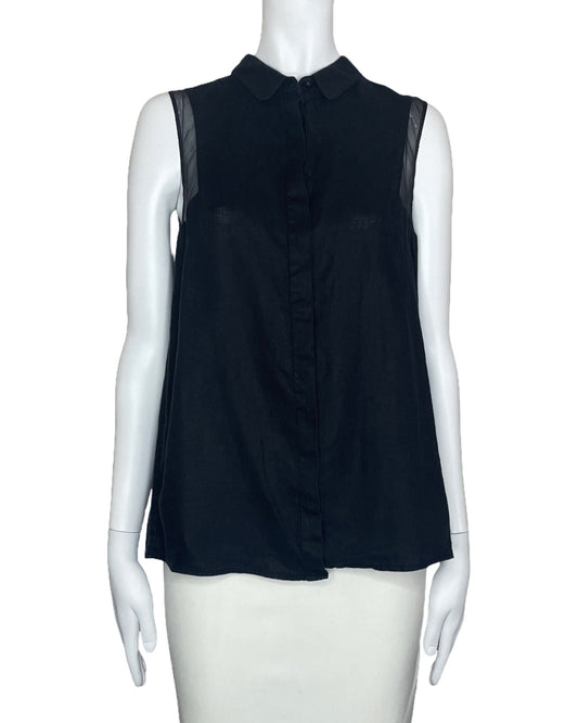 Blusa Armini Jeans Sin Mangas Botones Negro-Talla 38