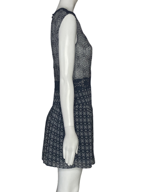 Vestido BCBG Pliegues Sin Mangas Azul-Talla 2