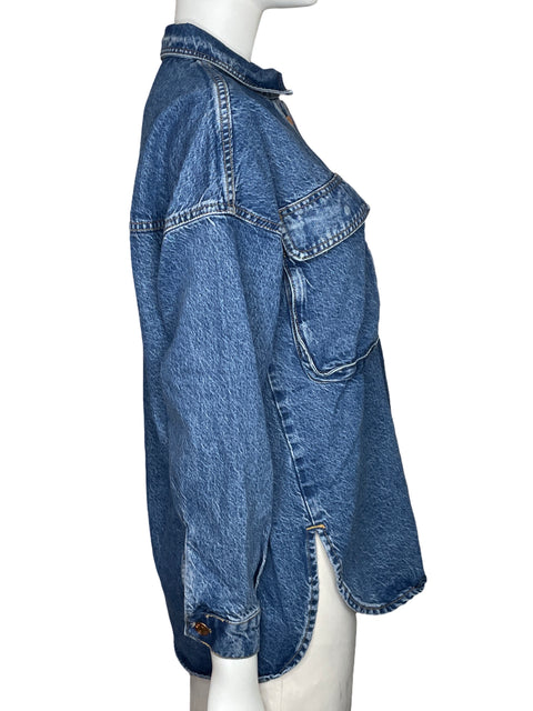 Chaqueta Zara Bolsillos Denim Azul-Talla XS