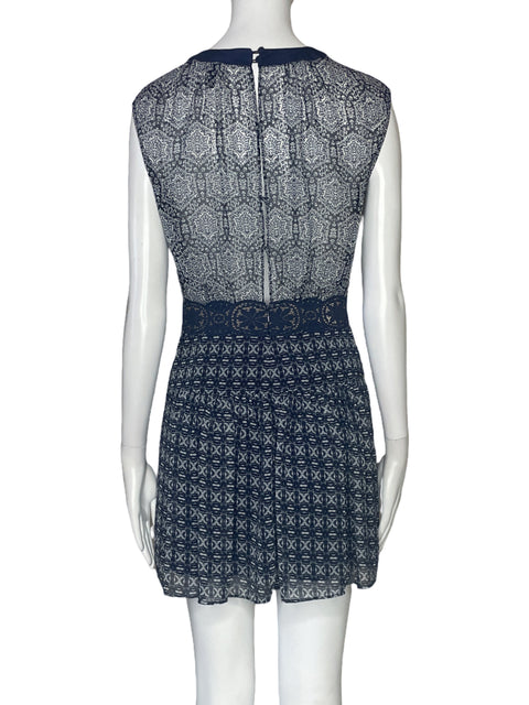 Vestido BCBG Pliegues Sin Mangas Azul-Talla 2