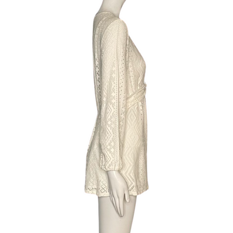 Romper Oysho Encaje Manga Blanco-Talla XS