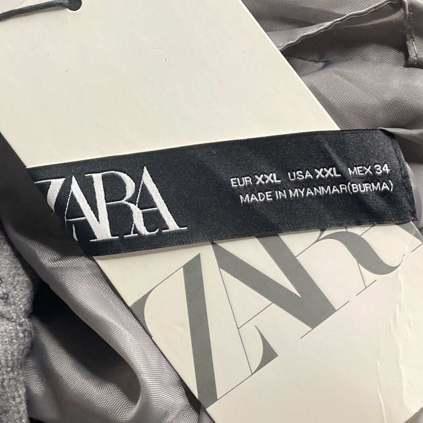 Chaqueta Zara Desmontable Gris-Talla XXL