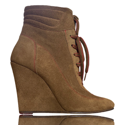 * Calzado Carolina Herrera Boots Wedge Gamuza Marrón-Talla 39
