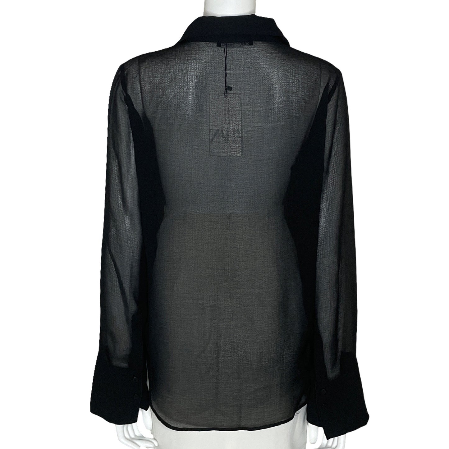 Camisa Zara Manga Larga Negro-Talla XXL