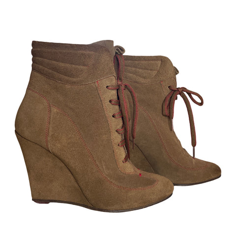 * Calzado Carolina Herrera Boots Wedge Gamuza Marrón-Talla 39