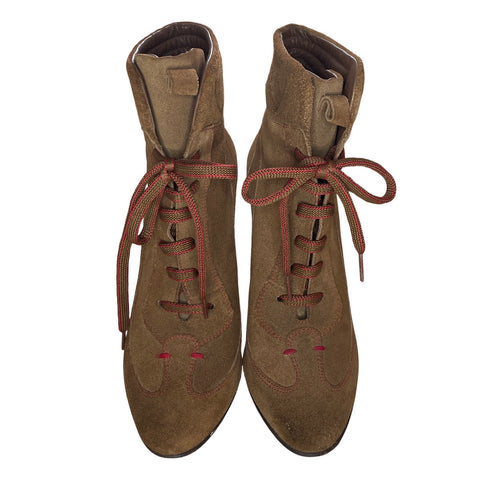 * Calzado Carolina Herrera Boots Wedge Gamuza Marrón-Talla 39