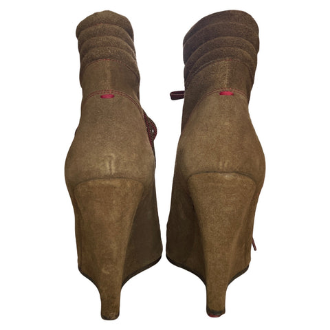 * Calzado Carolina Herrera Boots Wedge Gamuza Marrón-Talla 39