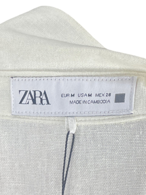 Vestido Zara Camisero Botones Sin Mangas Blanco-Talla M