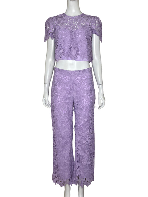 Set Blumarine Blusa + Pantalón Encaje Morado - Talla S