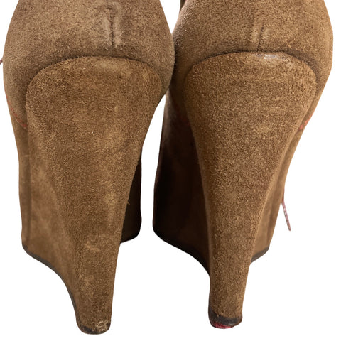 * Calzado Carolina Herrera Boots Wedge Gamuza Marrón-Talla 39